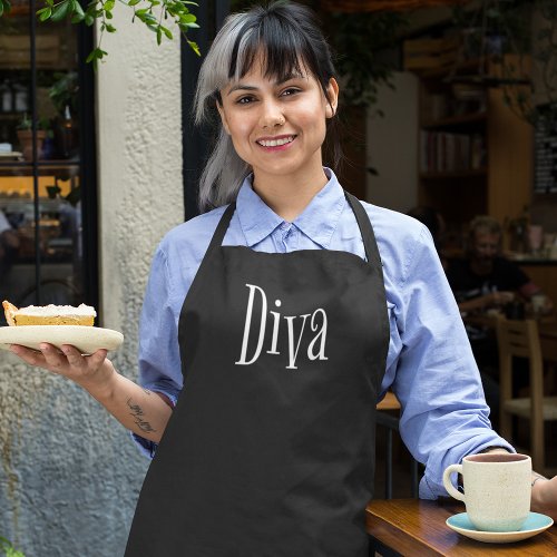 Diva Funny Whimsical Typography Apron