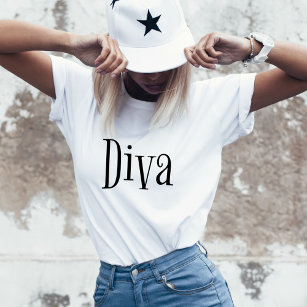 Diva Funny Whimsical Typography T-Shirt