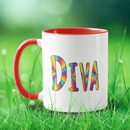 DIVA Gay Pride Rainbow Flag  Fabulous LGBT LGBTQ  Mug