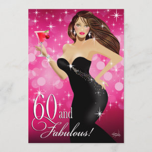 Diva Glam Bombshell 60th Birthday fuchsia Invitation