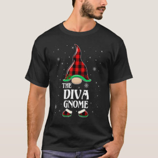 Diva Gnome Buffalo Plaid Matching Family Group Chr T-Shirt