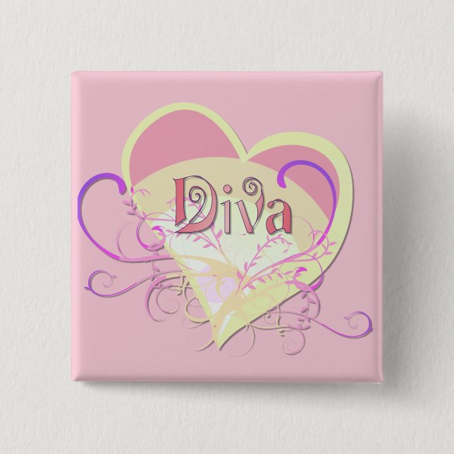 Diva Heart Button (Front)