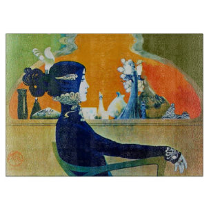 DIVA IN BLUE Art Nouveau Beauty Fashion Cutting Bo Cutting Board