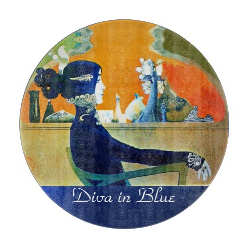 DIVA IN BLUE Art Nouveau Beauty Fashion Cutting Bo Cutting Board