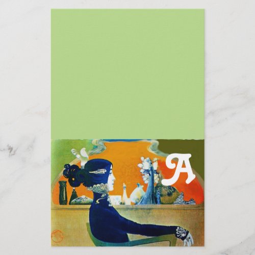 DIVA IN BLUE BEAUTY FASHION MONOGRAM Green Stationery