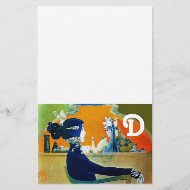 DIVA IN BLUE ,BEAUTY FASHION MONOGRAM STATIONERY (Front)