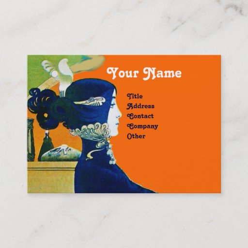 Customizable DIVA IN BLUE MONOGRAM Beauty Salon ,Makeup Artist Business Card Template