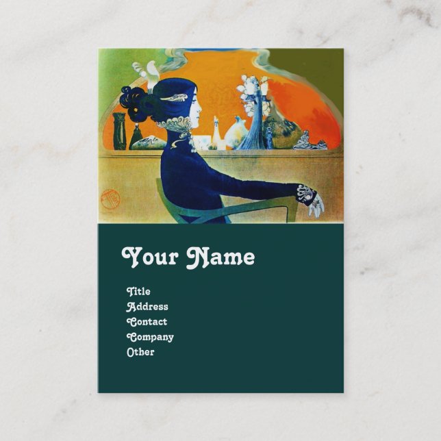 DIVA IN BLUE MONOGRAM Beauty Salon ,Makeup Artist Business Card (Front)