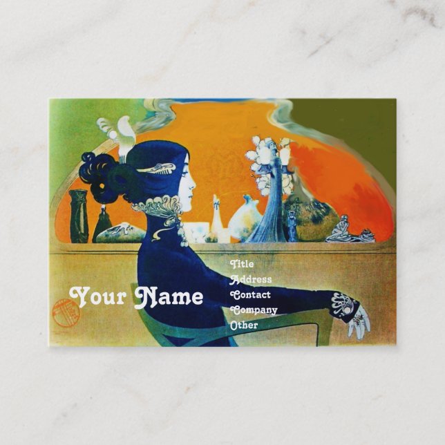 DIVA IN BLUE MONOGRAM Beauty Salon ,Makeup Artist Business Card (Front)