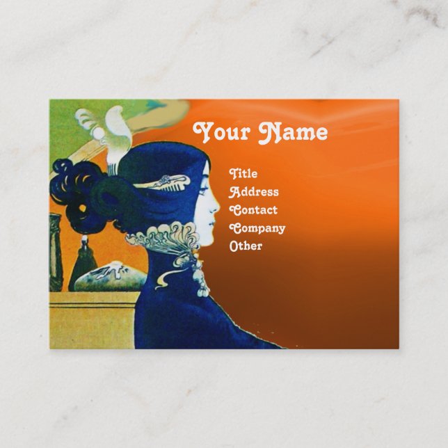 DIVA IN BLUE MONOGRAM Beauty Salon ,Makeup Artist Business Card (Front)