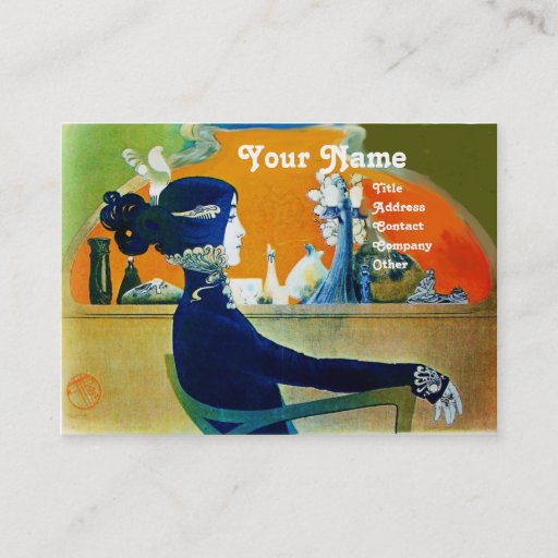 Customizable DIVA IN BLUE MONOGRAM Beauty Salon ,Makeup Artist Business Card Template