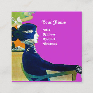 DIVA IN BLUE MONOGRAM Beauty Salon ,Makeup Artist Square Business Card