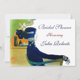 DIVA IN BLUE MONOGRAM BRIDAL SHOWER PARTY INVITATION