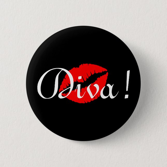 Diva Kiss Pinback Button (Front)