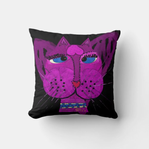 Diva Kitty Throw Pillow