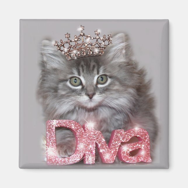Diva Kitty witha Tiara Magnet (Front)