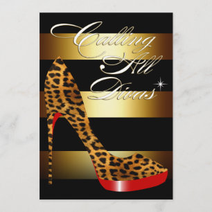 Diva Leopard Stiletto Stripes Surprise Party Invitation