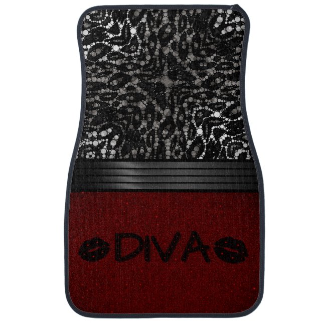 Diva Lips Bling Red Floor Mats (Front)