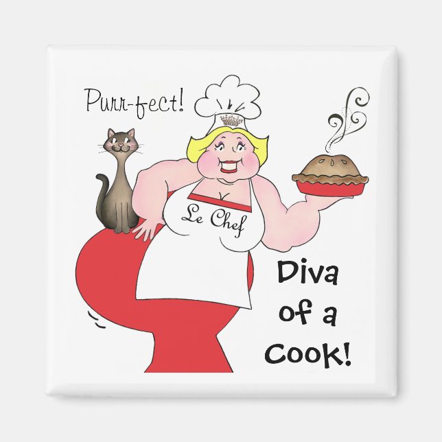 "Diva of a Cook!" Big Girl Fun magnets (Front)
