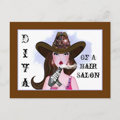 Diva of a Cowgirl Hair Salon Postcards