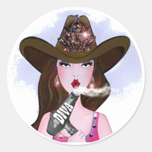 Diva of a Cowgirl Hair Stylist Classic Round Sticker