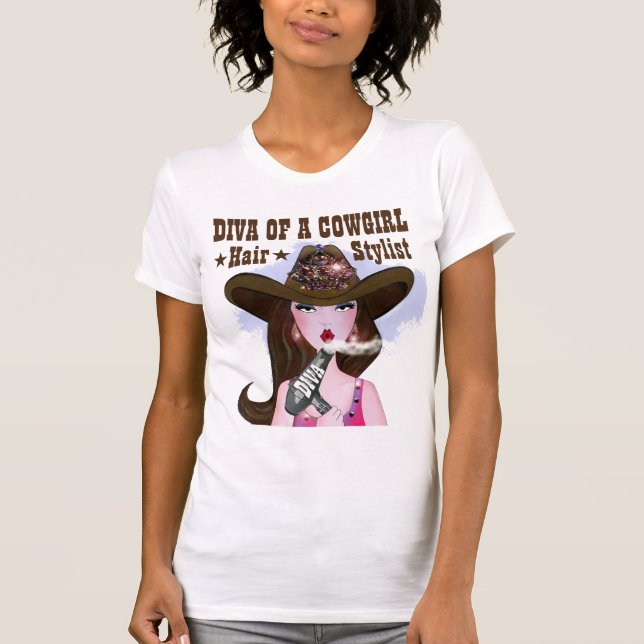 Diva of a Cowgirl "Hair Stylist"  T-Shirt (Front)