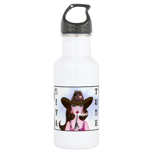 "Diva+of+a Cowgirl" Water Bottle (Front)
