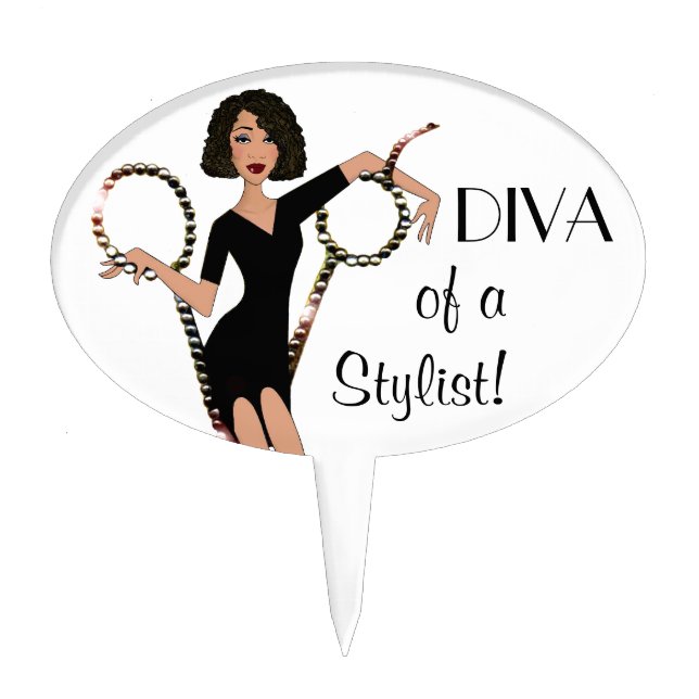 "DIVA of a Hair Stylist" Cake Topper (Front)