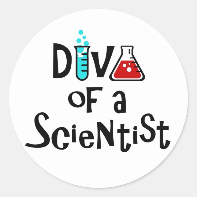 "DIVA of a Scientist" Classic Round Sticker (Front)
