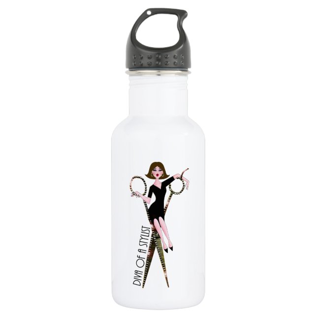 "Diva of a Stylist"  Stainless Steel Water Bottle (Front)