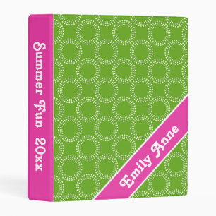 Diva Pink and Green Apple Polka Dot Rings Mini Binder