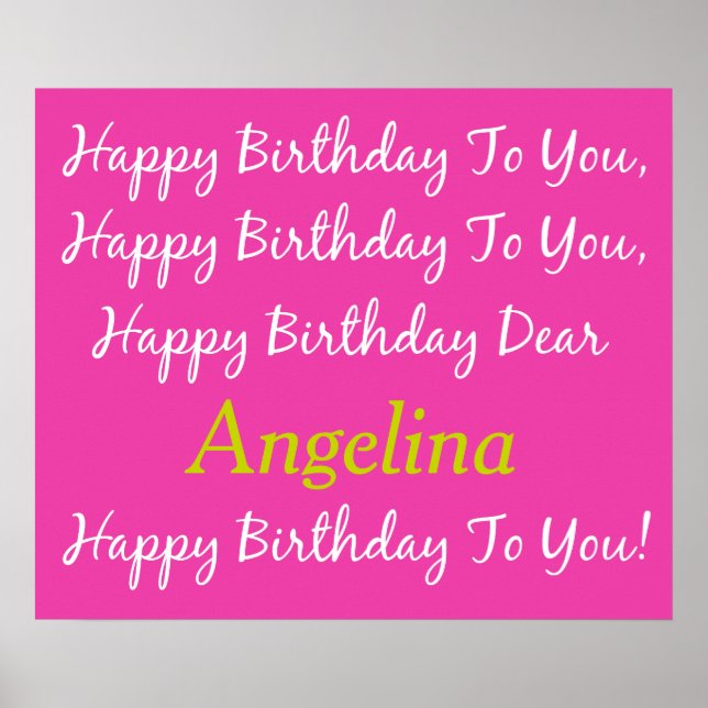 Diva Pink and White Birthday Song Personalized Poster (Front)