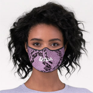 DIVA Purple Snakeskin Print Premium Face Mask