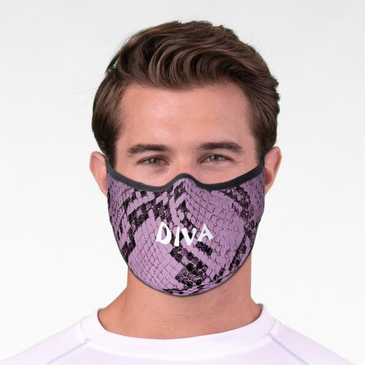 DIVA Purple Snakeskin Print Premium Face Mask (Worn)
