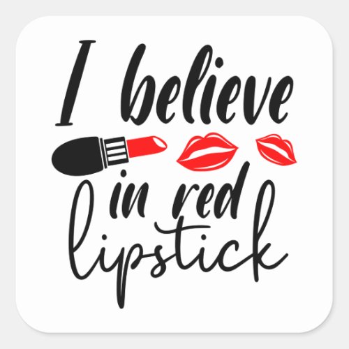 Diva Red Lipstick Cosmetology Makeup Artist Square Sticker