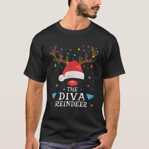 Diva Reindeer Family Matching Christmas Stylish Wo T-Shirt