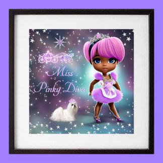 Diva Sassy whimsical Princess pink purple Tiara Poster