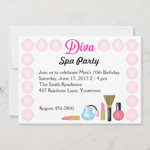 Diva Spa Birthday Party Invitations