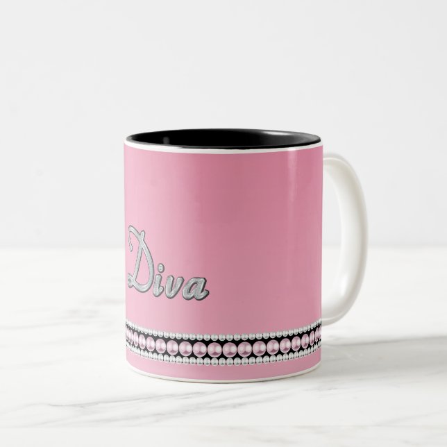 Diva Sparkle Two-Tone Coffee Mug (Front Right)