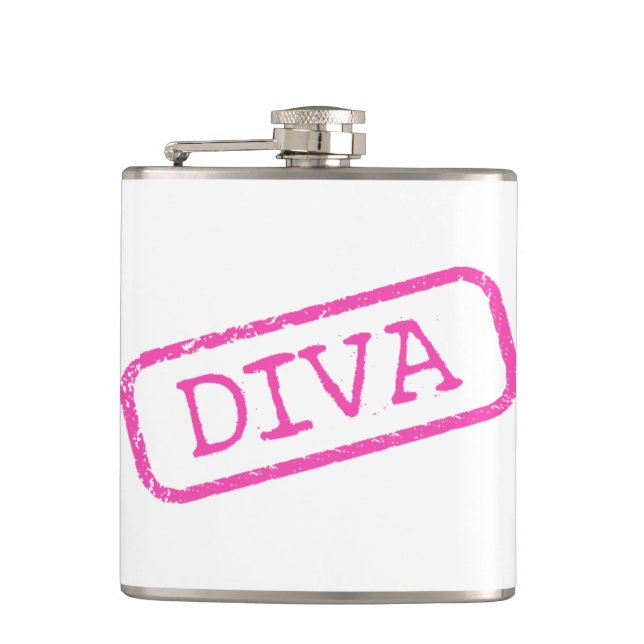 “Diva Stamped and Approved”  Flask (Front)