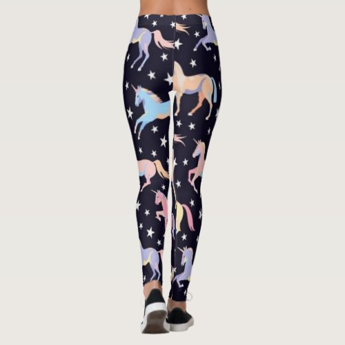 Diva Style unicorn print on black leggings design