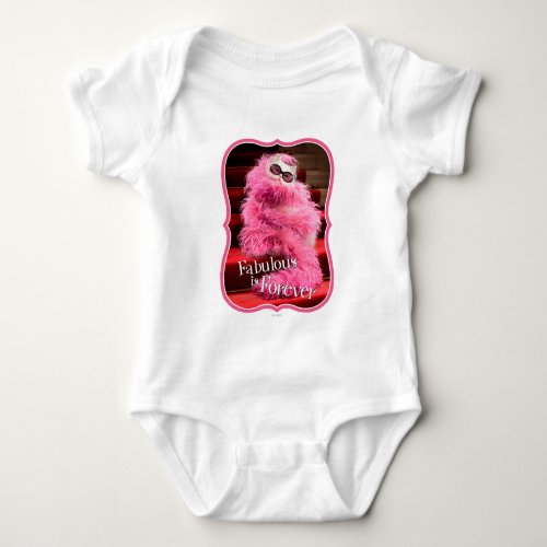 Diva White Cat Wrapped in Pink Boa on Red Carpet Baby Bodysuit