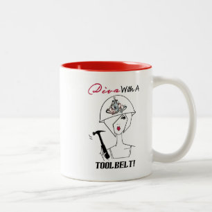 “Diva With A ToolBelt and Tiara Hard Hat” Two-Tone Coffee Mug