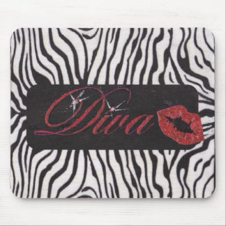 Diva with black and white zebra print Mousepad