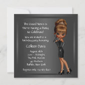 Diva Womans African American Birthday Party Invitation (Back)
