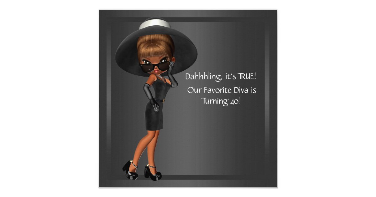 diva womans african american birthday party invitation birthday invitation postcards