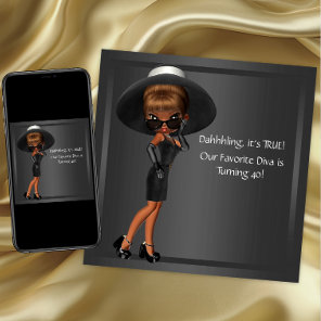 Diva Womans African American Birthday Party Invitation
