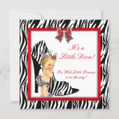 Diva Zebra Princess Girl Baby Shower Blonde Invitation (Front)