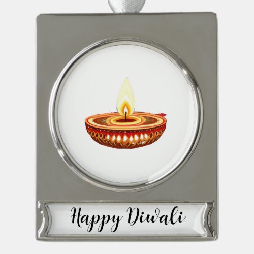 Divali candle silver plated banner ornament