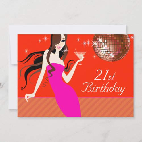 Divalicious Cocktails 21st Birthday Party Invitation